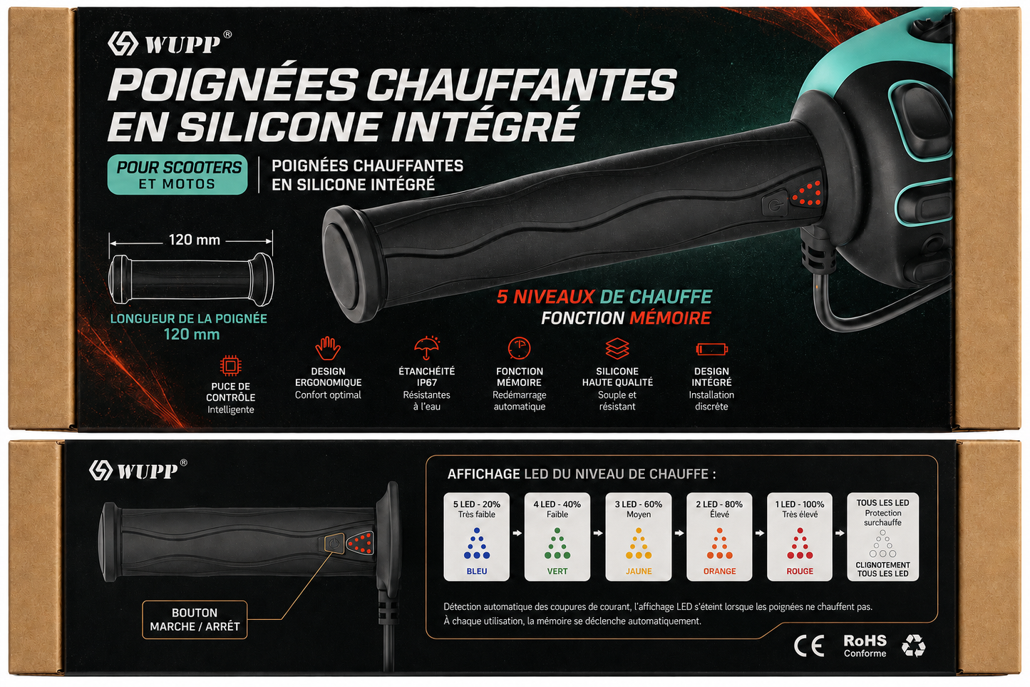 Poignées chauffantes moto et scooter