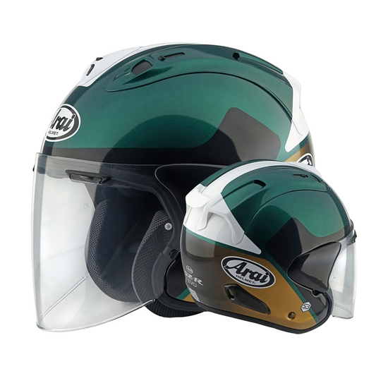 Vue avant du casque jet Arai SZ-R VAS EVO en finition Legante Vert