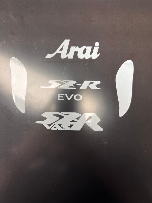 Pack Stickers ARAI SZR VAS/EVO RÉFLÉCHISSANT BLANC ou noir  (avant/arrière)
