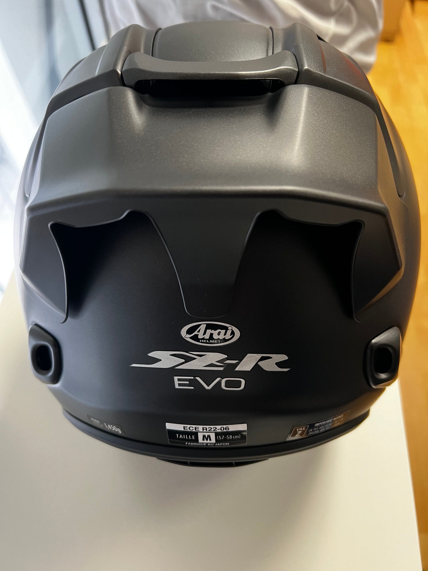 Spoiler arriere Arai szr vas & evo vue arriére haut noir mat
