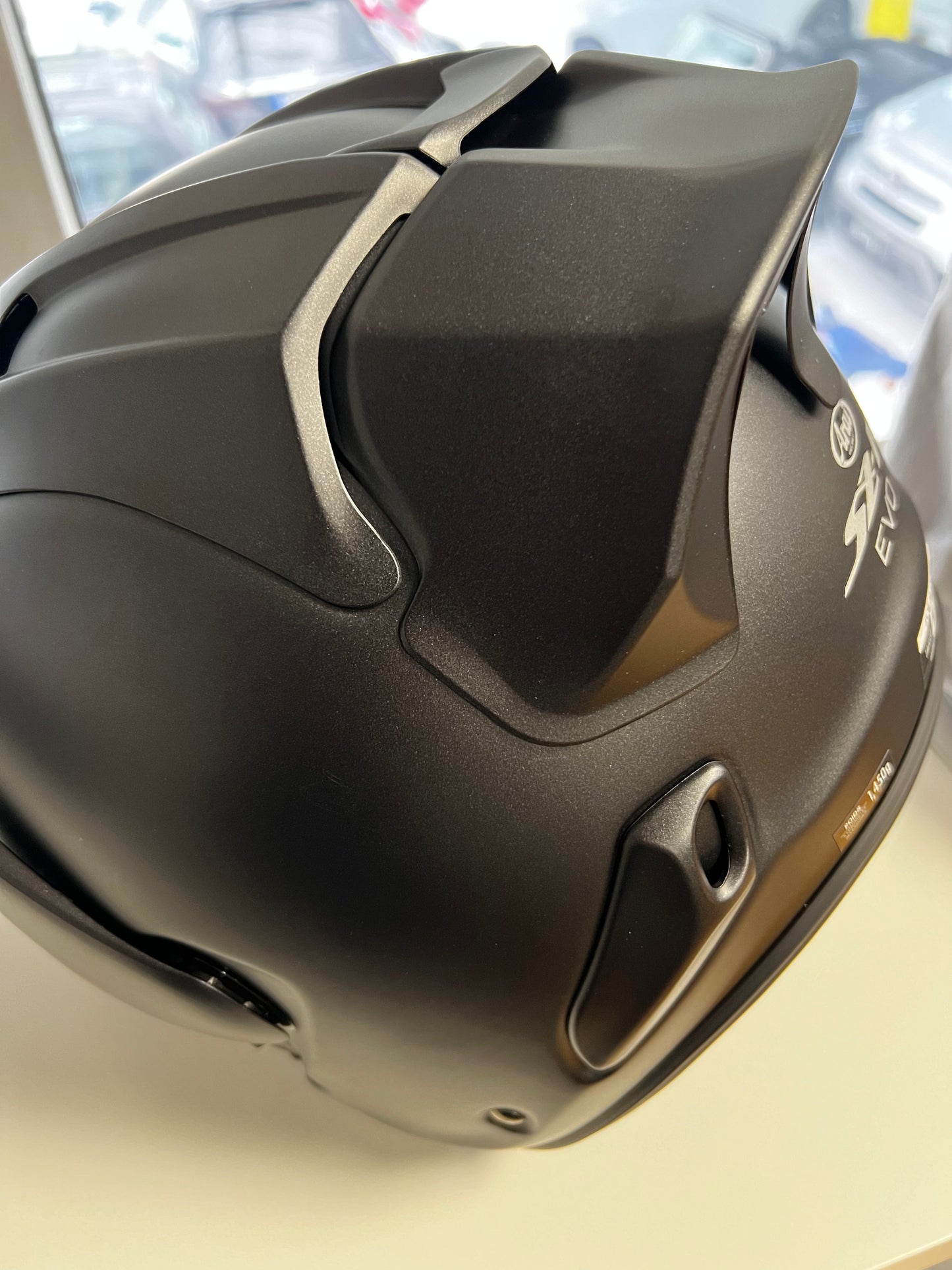 Spoiler arriere Arai szr vas & evo vue 3/4 arrière gauche noir mat