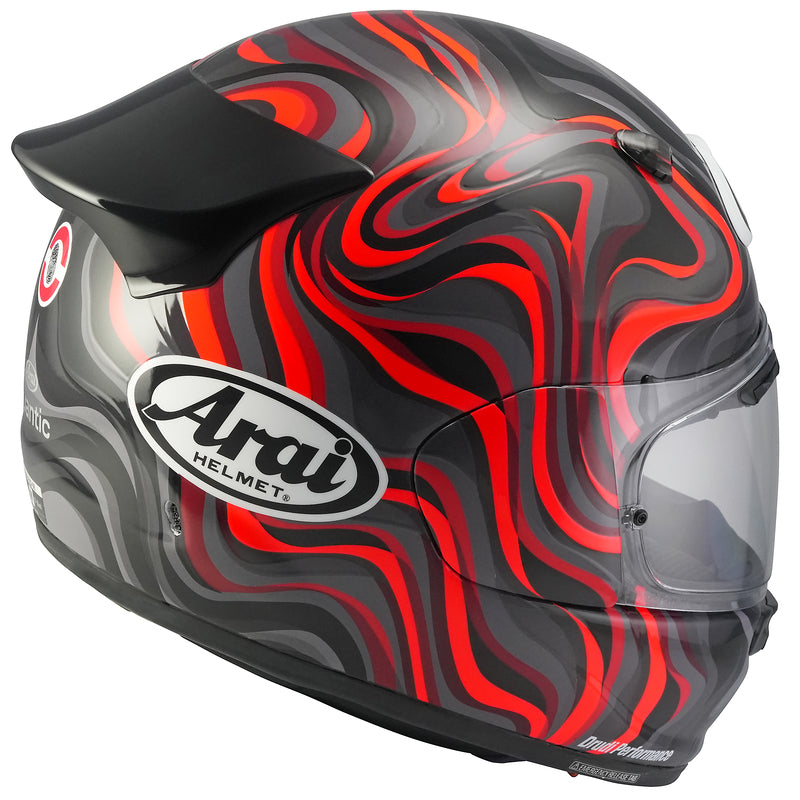 Casque ARAI QUANTIC Swirl - rouge et blanc