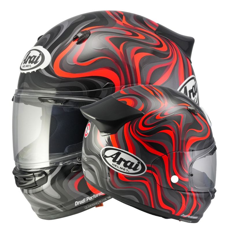 Casque ARAI QUANTIC Swirl - rouge et blanc
