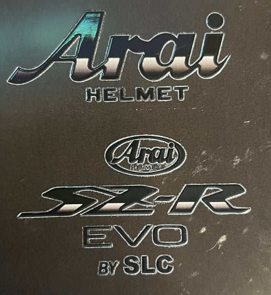 Stickers ARAI SZR EVO noir brillant avec dégradé(avant/arrière)