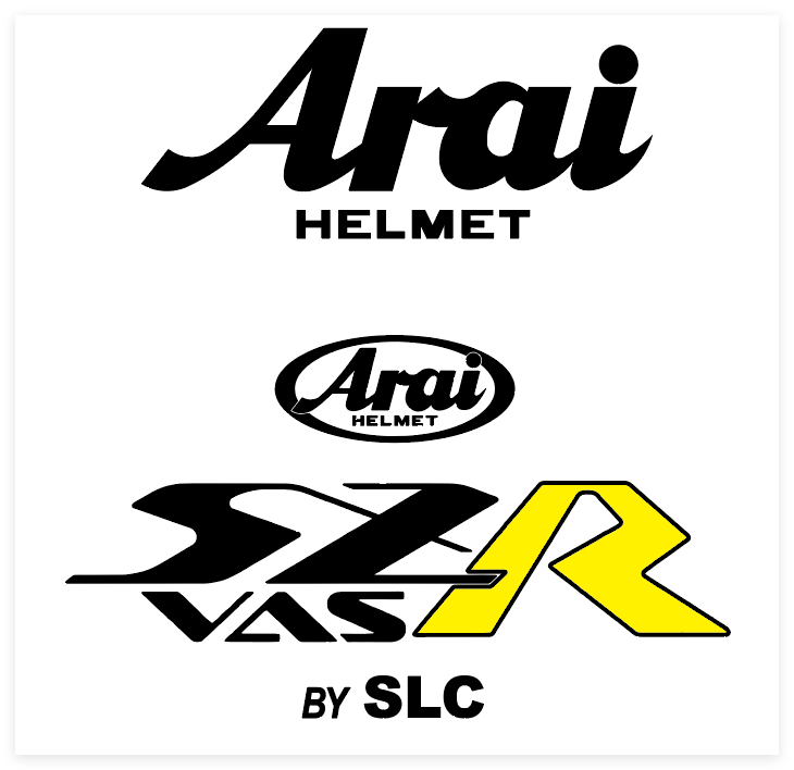 Stickers ARAI SZR VAS noir R jaune  (avant/arrière)