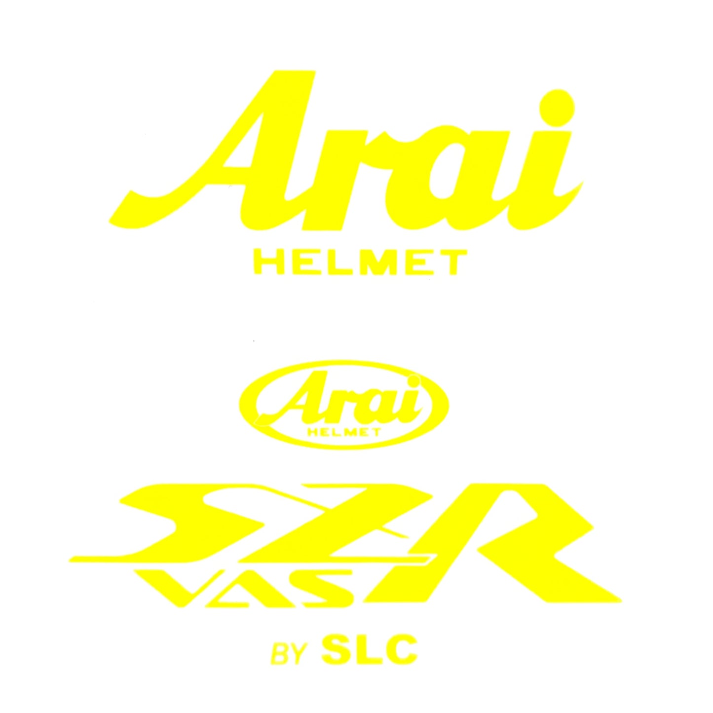 Stickers ARAI SZR VAS couleur jaune  (avant/arrière)