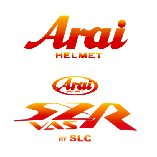 Stickers ARAI SZR VAS couleur orange dégradée(avant/arrière)